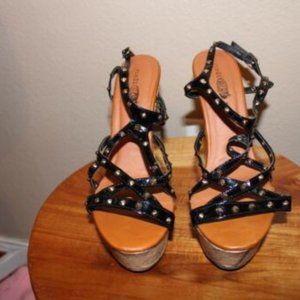 Rue 21 Black Studded 6inch Wedge Sandle Womans Size 7/8